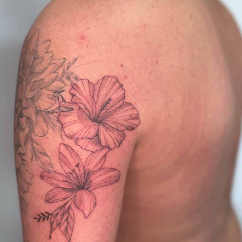 Birthflowers fineline tattoo