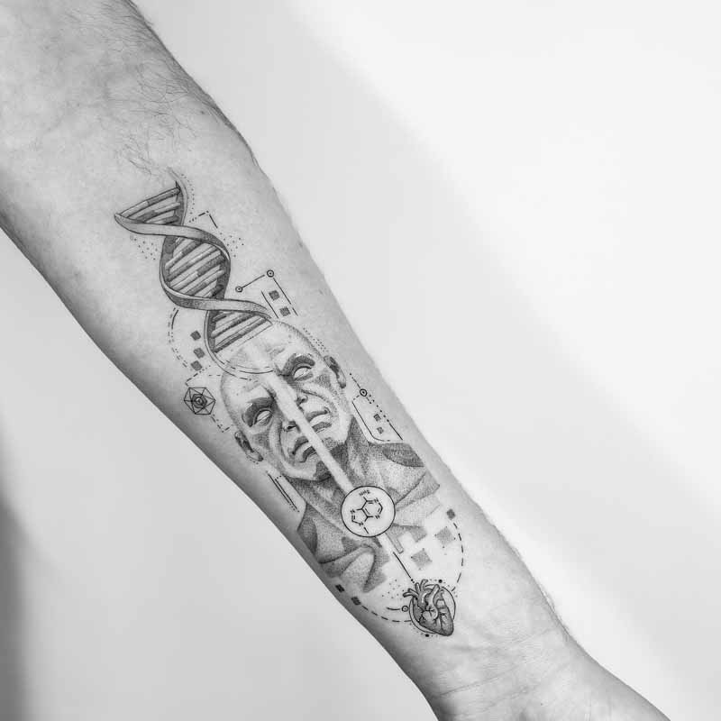 Dna streng atoom tattoo